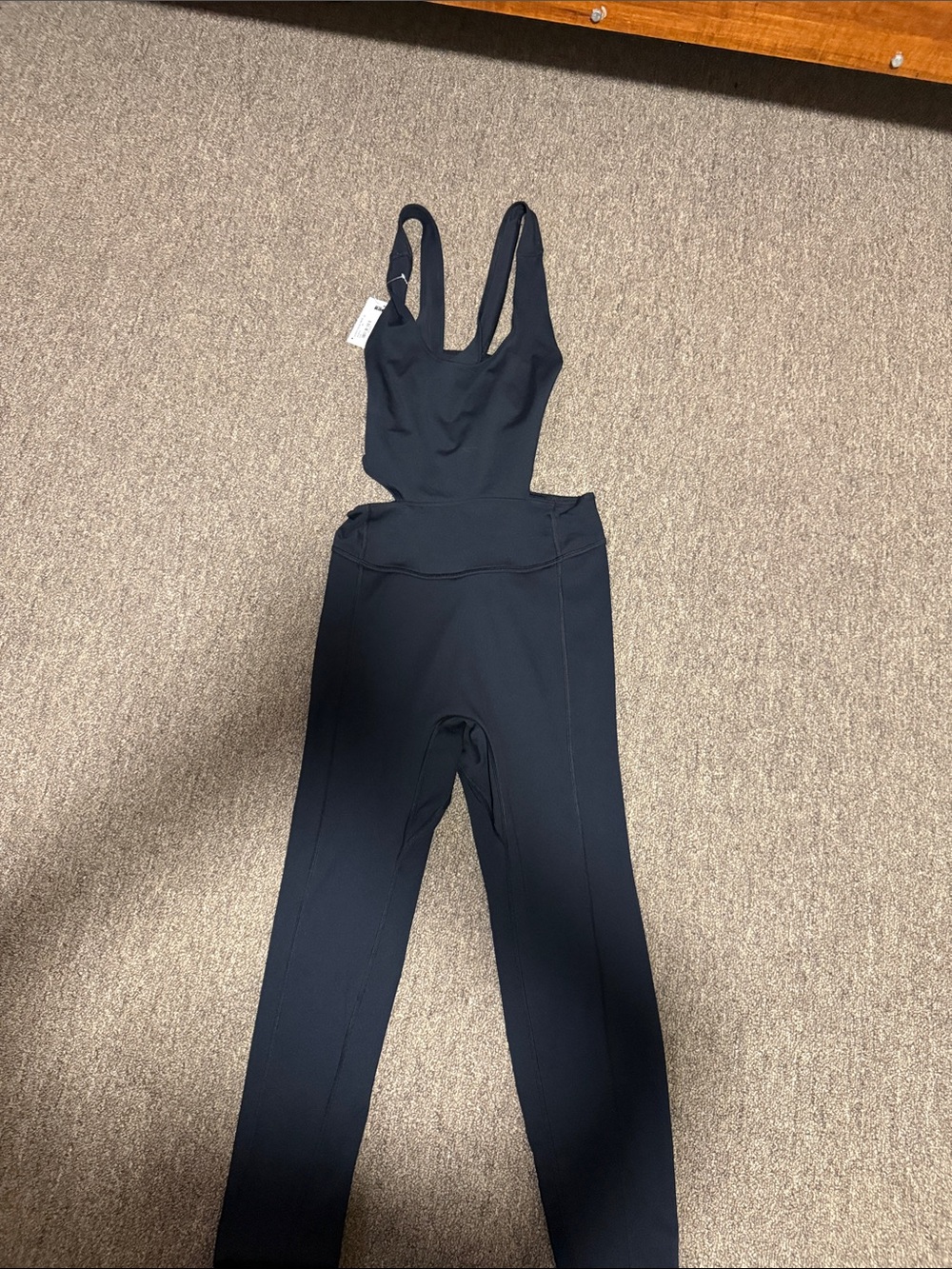 Free People Black Stretch Ribbed Jumpsuit